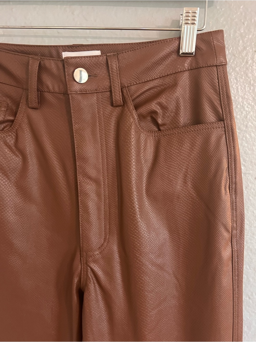DANIELLE BERNSTEIN Brown Faux Leather Straight-Leg Jeans - Picture 6 of 9
